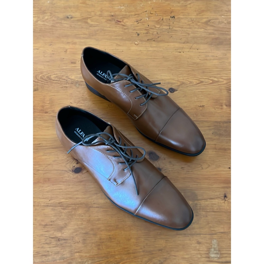 Alfani Andrew Men's Plain Toe Derby Dress Shoes Brown Size 12